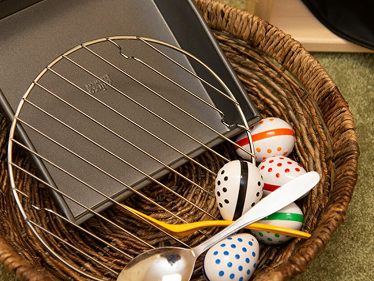 Basket with household craft supplies 