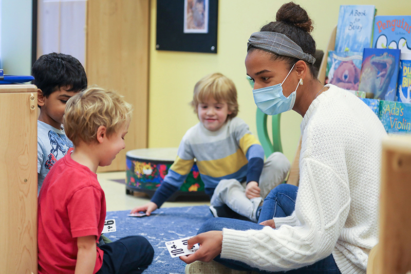 Children at back-up care at a Bright Horizons center