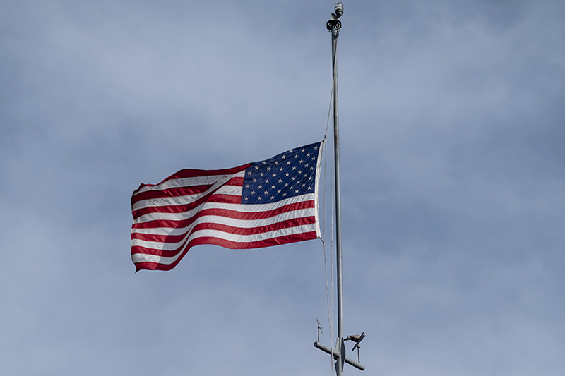 American flag flying on a flag pole