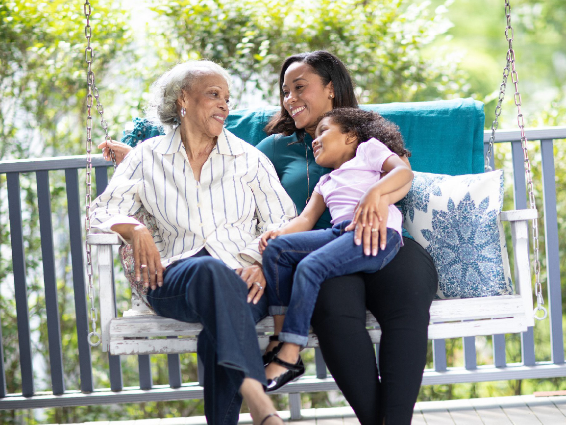 Grandparent sitting with children