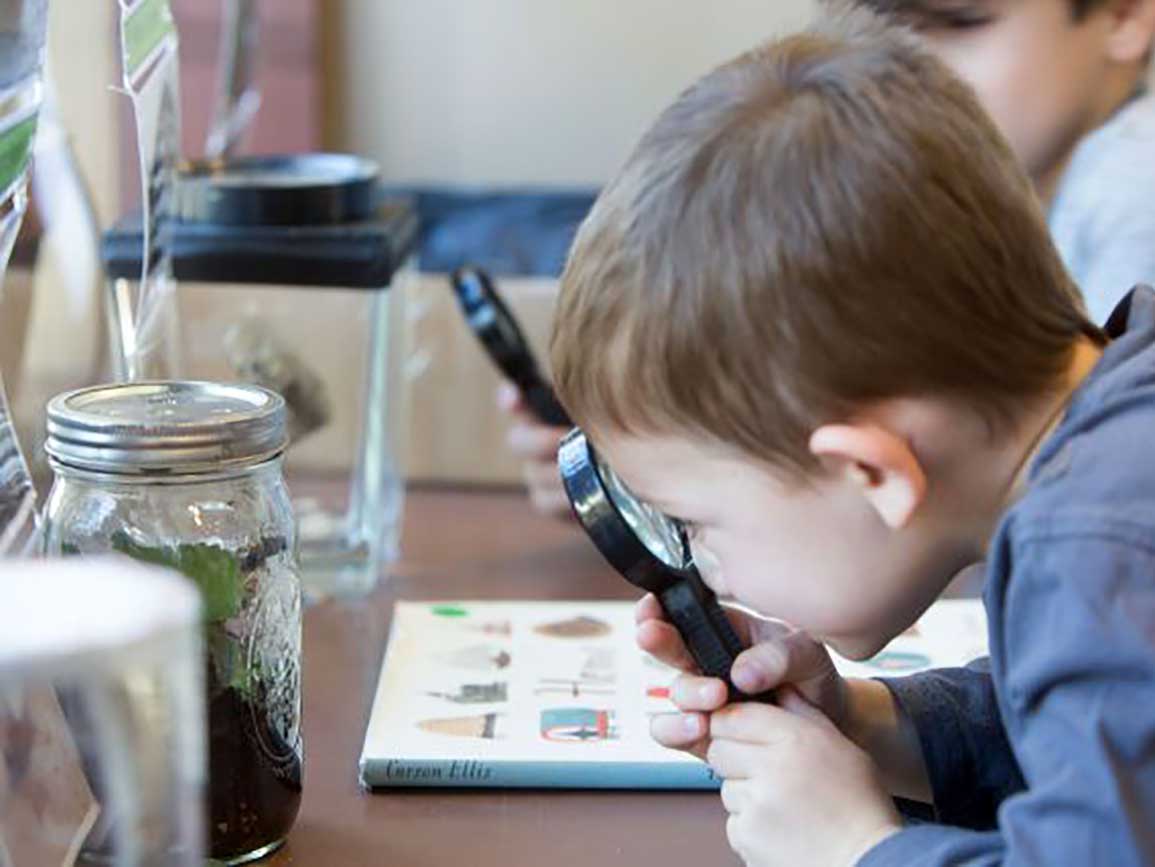 Preschool boy doing STEM activity