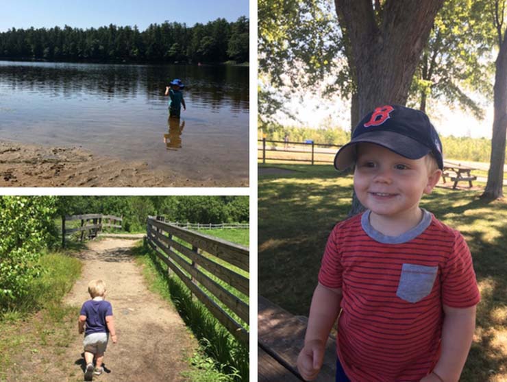 family photos of a toddler on vacation